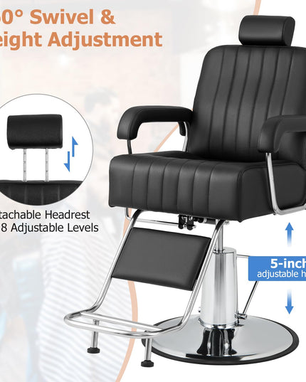 Fauteuil de barbier inclinable Giantex - Fauteuil de salon pour coiffeur