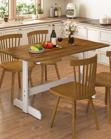 Table à manger Giantex 55 pouces avec pieds en bois d'hévéa en forme de H