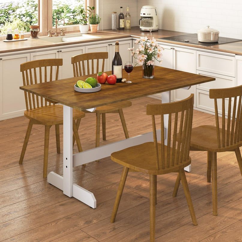 Table à manger Giantex 55 pouces avec pieds en bois d'hévéa en forme de H