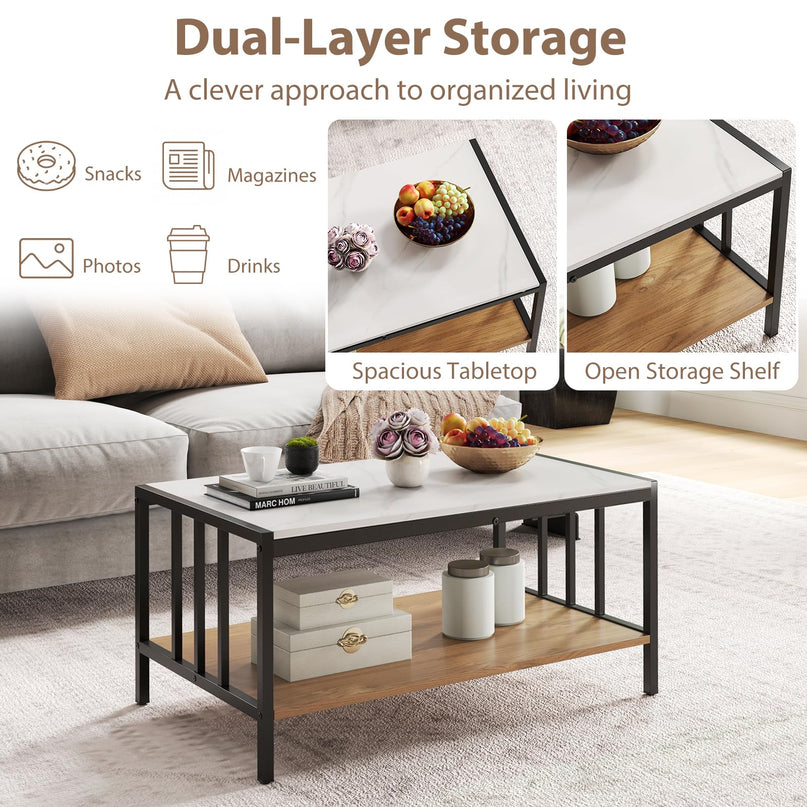 Giantex 2-Tier Coffee Table with Storage