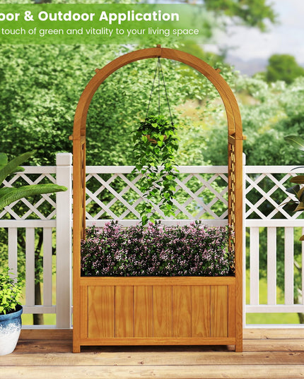 Giantex Raised Garden Bed with Arch Lattice Trellis(33"x15"x57")