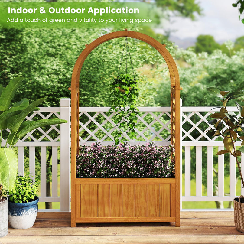 Giantex Raised Garden Bed with Arch Lattice Trellis(33"x15"x57")