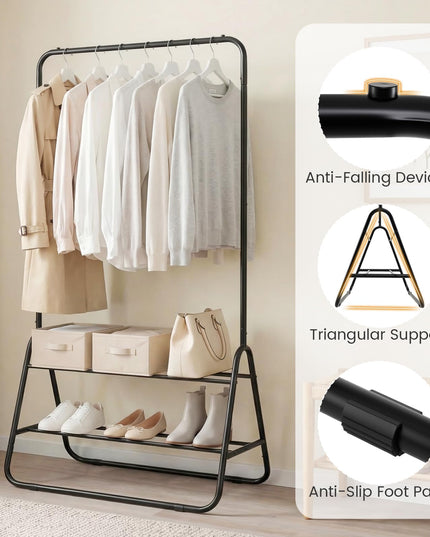 Giantex Heavy Duty Clothes Rack with Hanging Rod and Storage Shelves