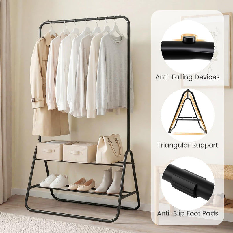 Giantex Heavy Duty Clothes Rack with Hanging Rod and Storage Shelves