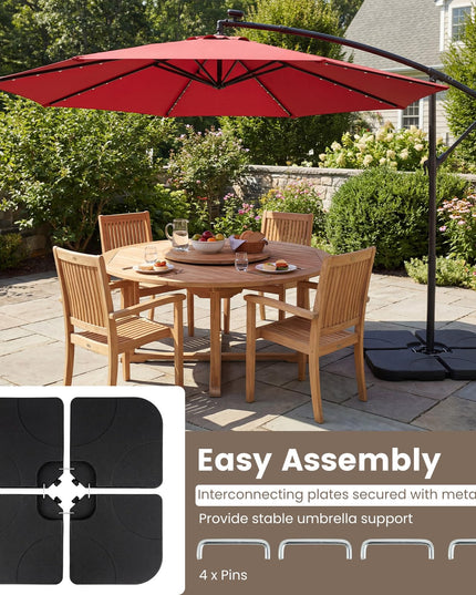 Pied de parasol déporté Giantex 4 pièces, à remplir, pour terrasse et piscine