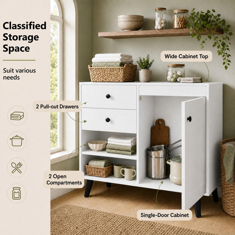 GIANTEX 31" Wooden Buffet Cabinet with Storage (1/2)