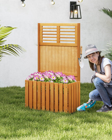 Giantex Set of 1/2 Raised Garden Bed with Trellis, 41” Wooden Potted Plant Box w/Privacy Screen