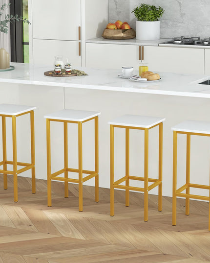 Giantex Bar Stools Set of 4, 26" Backless Barstools with Metal Legs & Footrest, Breakfast Bar Dining Chairs