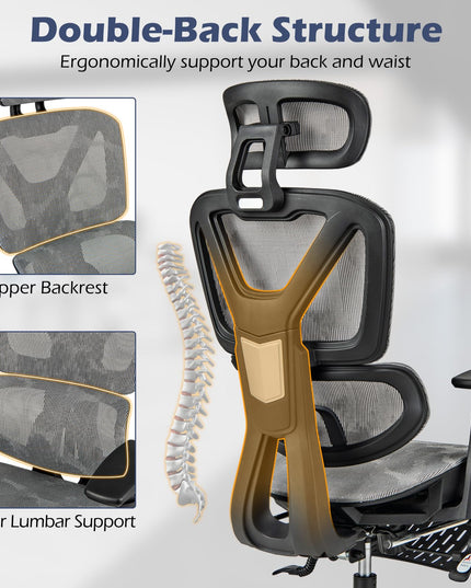 Giantex Ergonomic Office Chair, High Back Mesh Computer Desk Chair with Adjustable Backrest Headrest