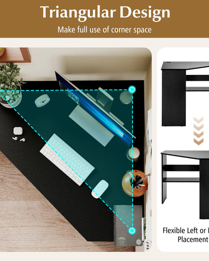 Giantex Corner Desk with Storage Shelves & CPU Stand