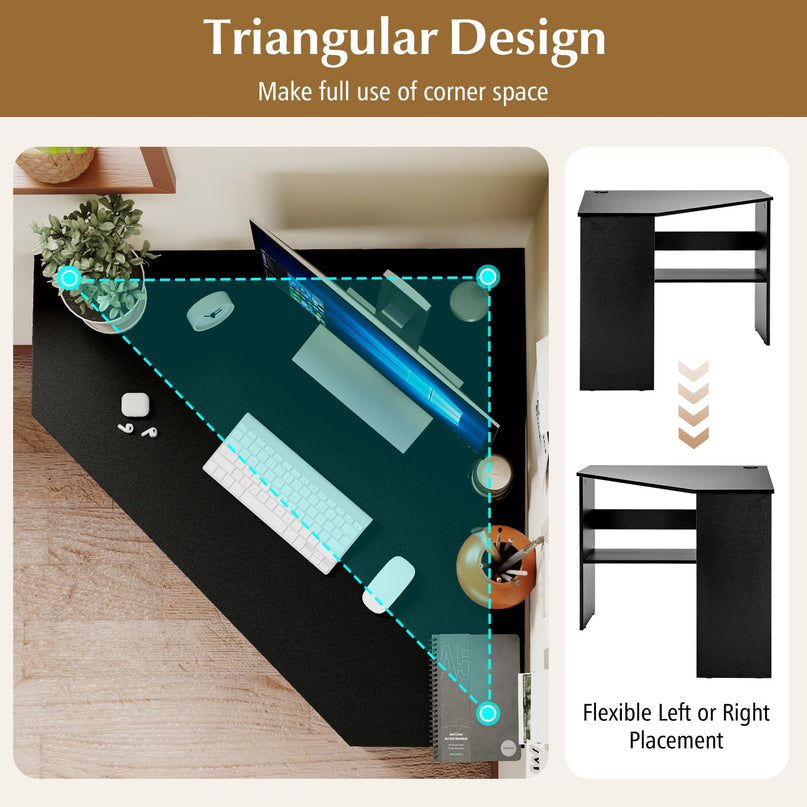 Giantex Corner Desk with Storage Shelves & CPU Stand