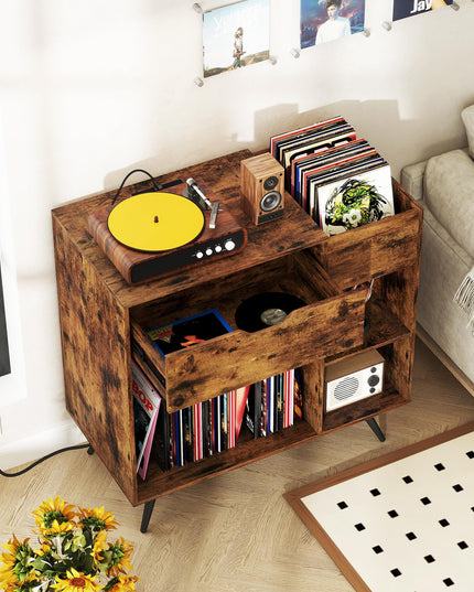 Giantex Large Record Player Stand with Charging Station