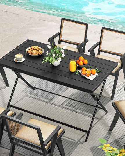 Table à manger d'extérieur pliante Giantex pour 4-6 personnes (122 x 76 cm)