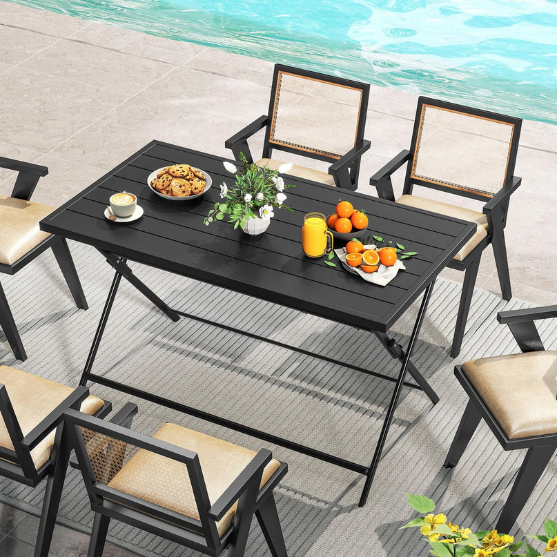 Table à manger d'extérieur pliante Giantex pour 4-6 personnes (122 x 76 cm)