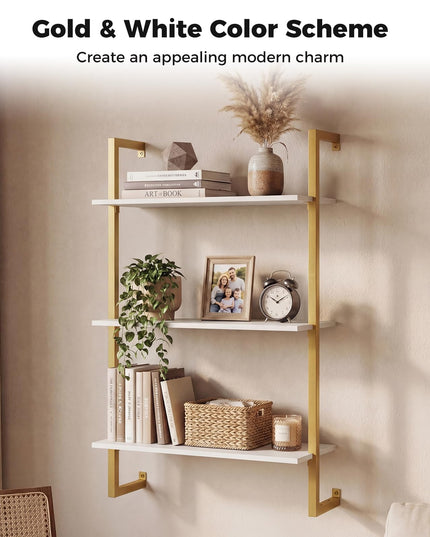 Giantex 3-Tier Wall-Mounted Bookshelf with Metal Frame (1/2)