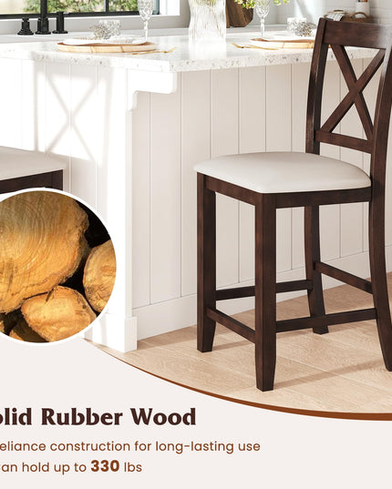 Giantex Farmhouse Counter Height Bar Stools with Footrest