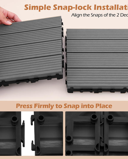 Giantex Interlocking Deck Tiles 18/36 Pack - 12 x 12 in Composite Outdoor Flooring Covering All Weather Use