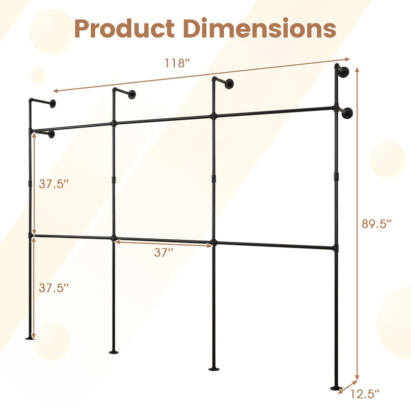 Giantex Industrial Pipe Clothing Rack for Wardrobe Closet