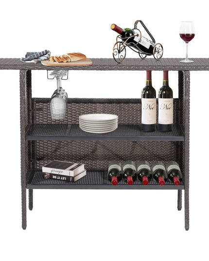 Outdoor Patio Rattan Wicker Bar Counter Table