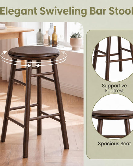 GIANTEX 24 Inch/29 Inch Round Swivel Bar Stools Set of 2/4
