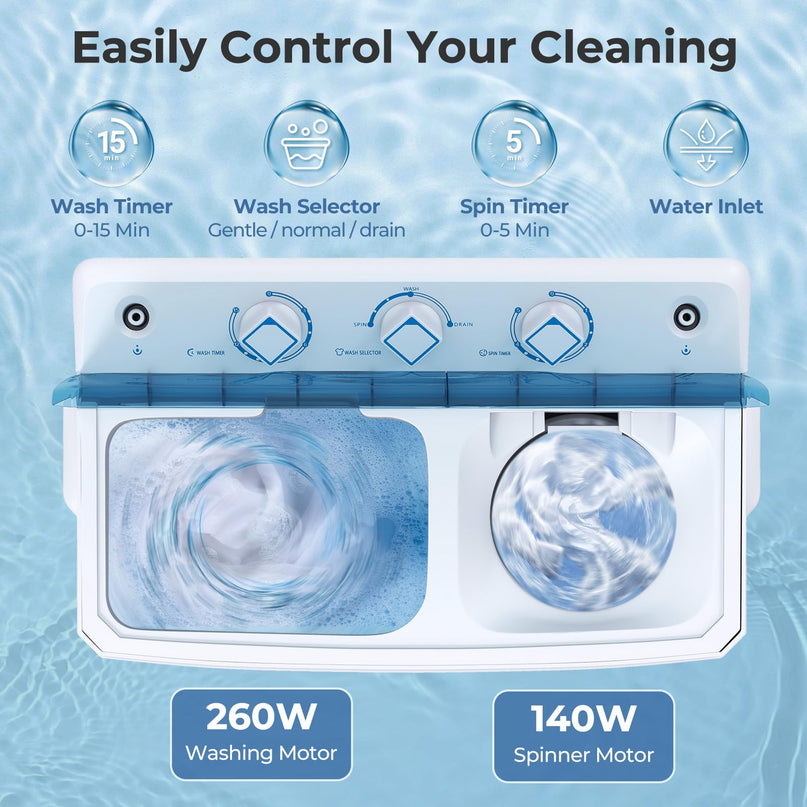Giantex Washing Machine Twin Tub 12Lbs Washing and 8Lbs Spinning
