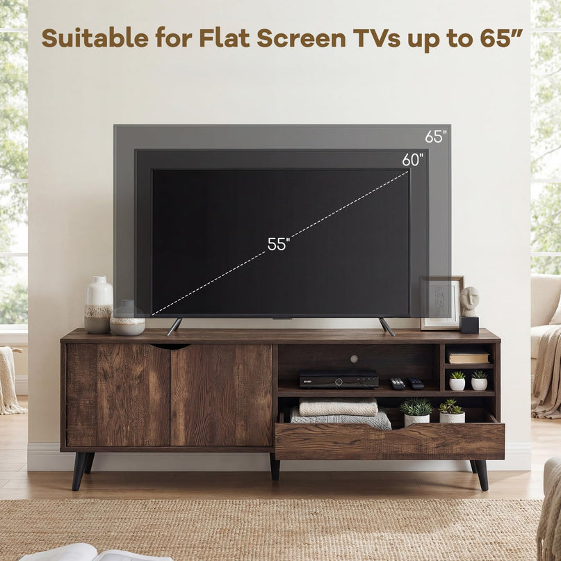 Meuble TV Giantex pour téléviseurs jusqu'à 65 pouces, meuble de divertissement rustique