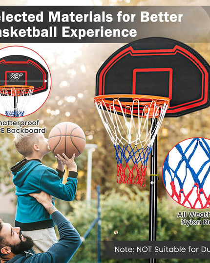 Giantex Portable Basketball Hoop Outdoor, 5.1-6.9Ft Height-Adjustable Basketball Goal System Indoor w/Shatterproof Backboard