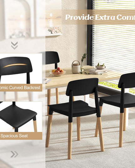 Giantex Wooden Dining Chairs Set of 4, Modern Dining Side Chairs Set w/Ergonomic Backrest, Wide Seat & Sturdy Wooden Legs