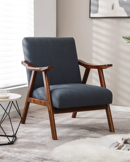 Giantex Mid-Century Modern Accent Chair - Comfy Upholstered Lounge Chair with Arms, Anti-Slip Felt Pads