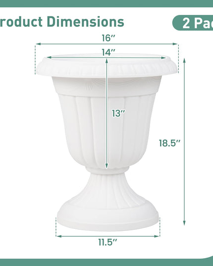 Giantex 18" Tall Vintage Planters Set of 2/4 for Front Porch Home Wedding