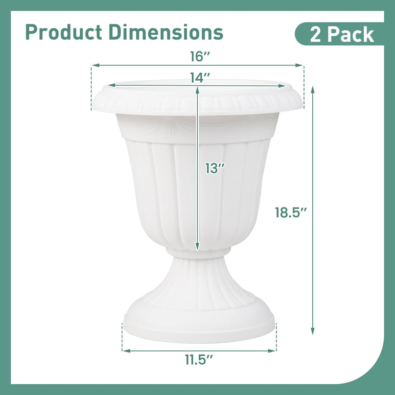 Giantex 18" Tall Vintage Planters Set of 2/4 for Front Porch Home Wedding