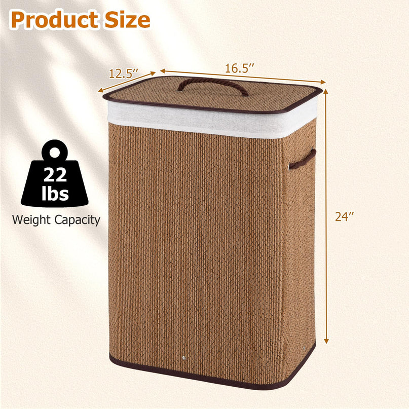 Giantex 19 Gal Bamboo Laundry Hamper with Lid
