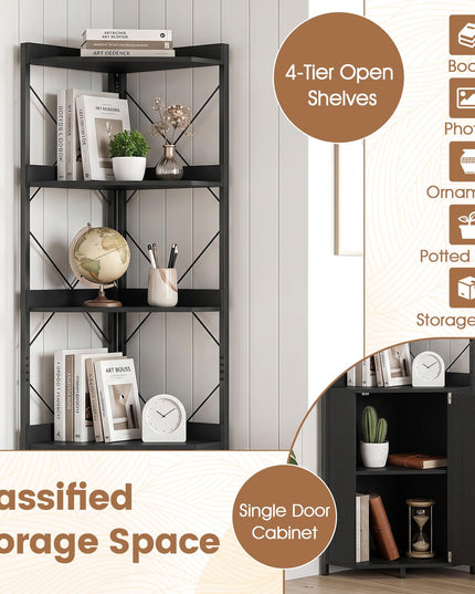GIANTEX 6-Tier Corner Shelf 71" Tall Freestanding Bookshelf with Cabinet