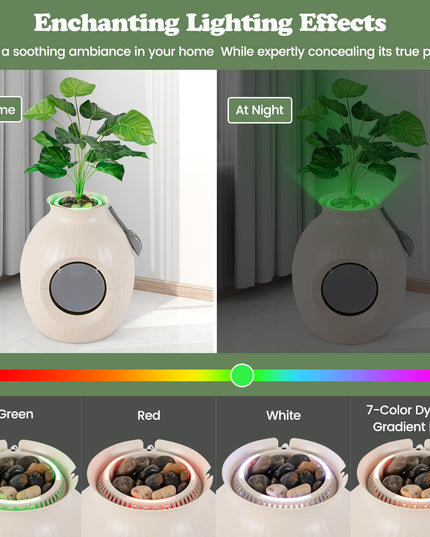 Giantex Cat Litter Box Plant - Hidden Litter Box Furniture with Lights