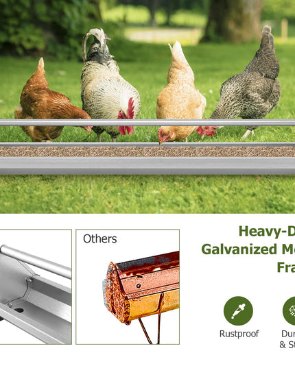 Giantex Chicken Feeding Trough 45" Long - Heavy Duty Galvanized Steel Chicken Feeder