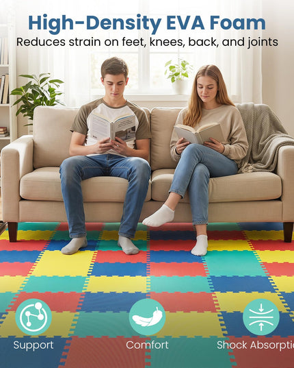 Giantex 0.4" Thick Non-Slip Interlocking Exercise Mat with Borders