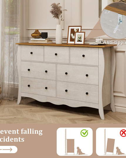 Giantex Storage Cabinet with Foldable & Detachable Fabric Drawers, Anti-Tipping Kit, 47” x 15” x 30.5” Farmhouse Floor Cabinet