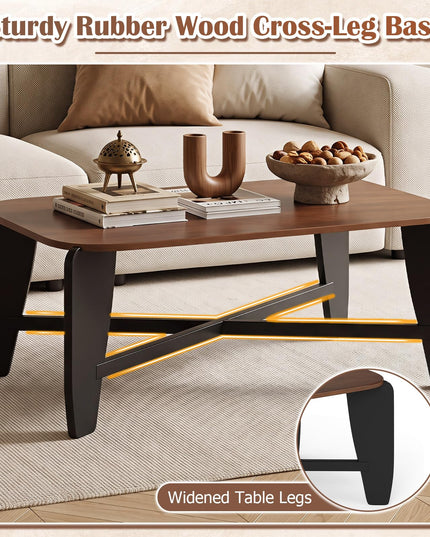 GIANTEX Wood Coffee Table 35.5" Center Table for Living Room