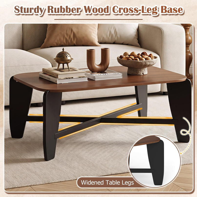 GIANTEX Wood Coffee Table 35.5" Center Table for Living Room