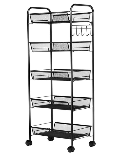 Giantex 5-Tier Storage Cart Rolling Trolley Organizer Utility Cart with Lockable Wheels