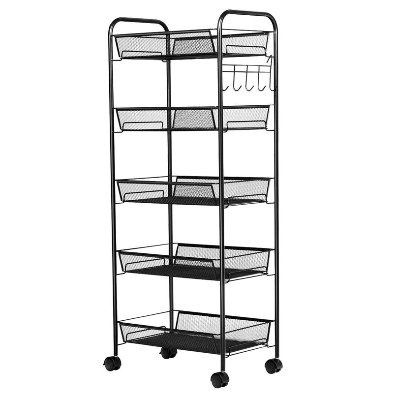 Giantex 5-Tier Storage Cart Rolling Trolley Organizer Utility Cart with Lockable Wheels