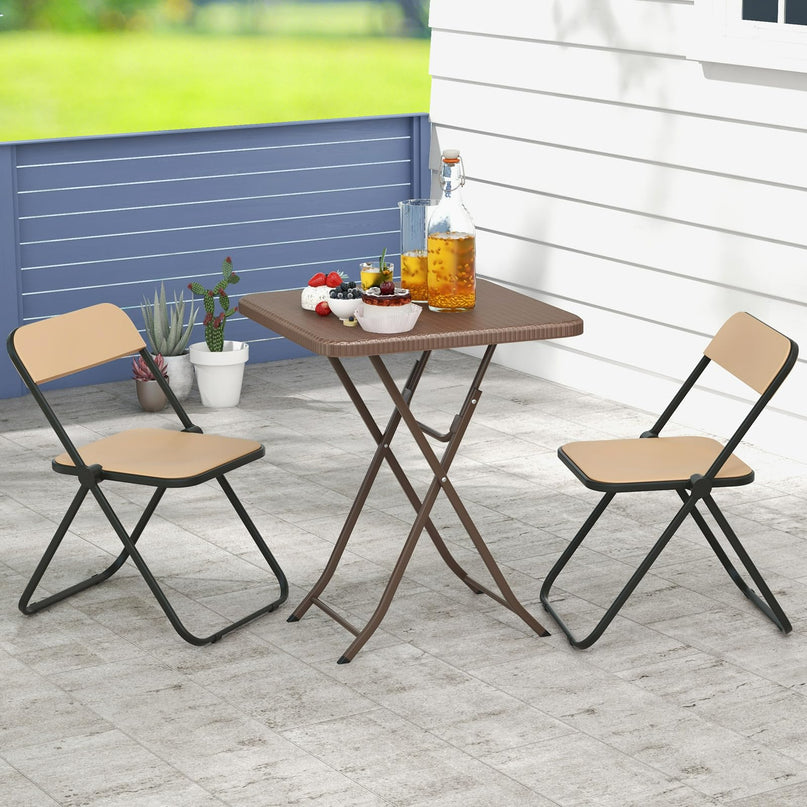 Giantex 23.5" Square Folding Table, HDPE Foldable Patio Bistro Table for 2-4, Indoor Outdoor Use
