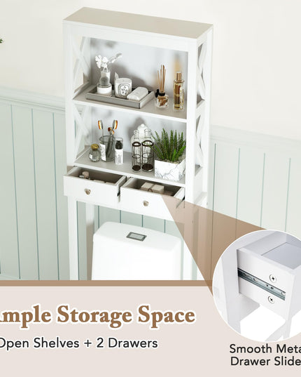 Giantex Over The Toilet Storage Cabinet, 65" Tall Freestanding Bathroom Organizer with Open Shelves