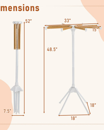 Giantex Foldable Laundry Drying Rack with 8 Bamboo Hanging Rods & 40 Hanger Slots