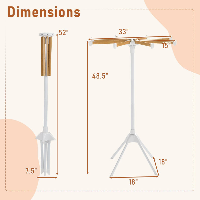 Giantex Foldable Laundry Drying Rack with 8 Bamboo Hanging Rods & 40 Hanger Slots