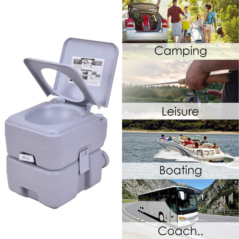 Portable Toilet 5.3 Gallon with T-Shaped Flush System