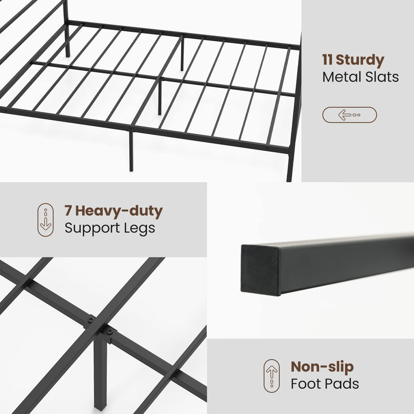 Giantex Full Size Metal Canopy Bed Frame, Modern Platform Bed Frame with 4 Poster & Headboard