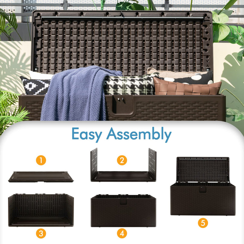 Giantex Patio Deck Box - Outdoor Storage Bin with Flip Lid, Lock Hole, 31-130 Gallons