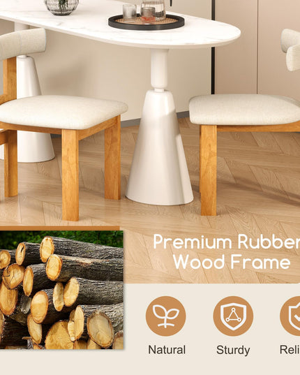 Giantex Modern Upholstered Accent Side Chairs with Curved Backrest