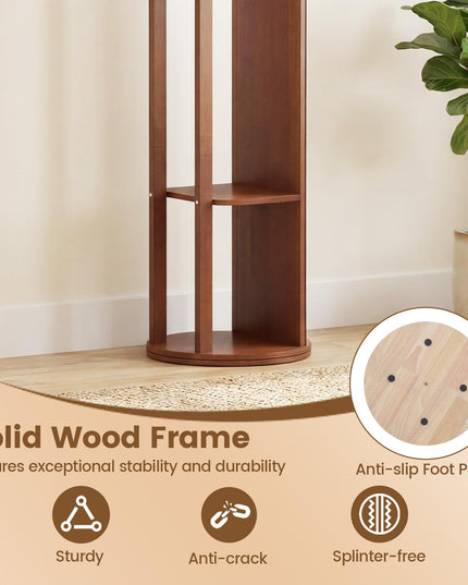 Miroir sur pied en bois Giantex 66" avec 2 tringles à vêtements pour chambre à coucher